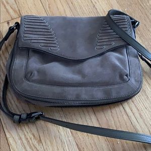 Taupe Suede cross body bag.